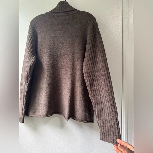 J. Jill Brown Ribbed Turtleneck Sweater - Picture 3 of 9